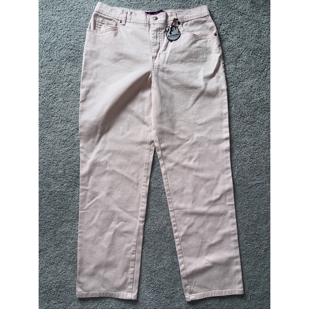 Gloria Vanderbilt Amanda Classic Fit Pink Straight Leg Stretch Jeans Womens 14‎